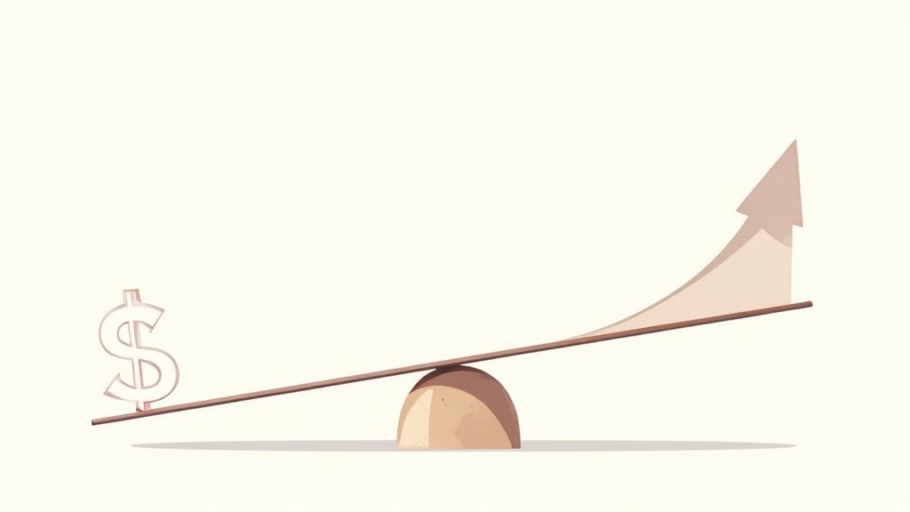 Two professionals reviewing financial charts and data on a tablet.