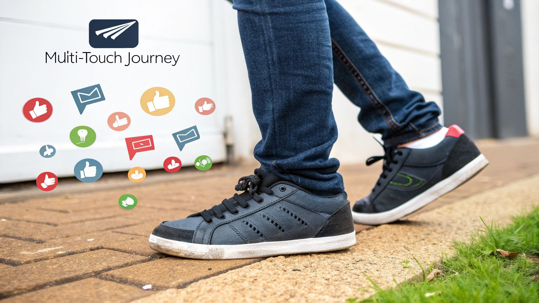 An e-commerce brand's sneaker launch campaign with various digital marketing touchpoints shown in a customer journey map.