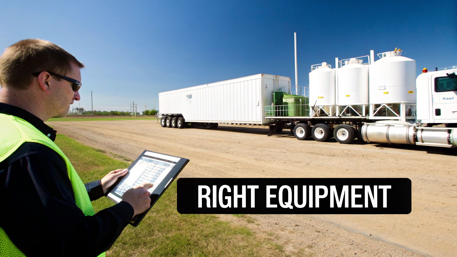 A technician inspecting the gauges on a mobile CNG unit