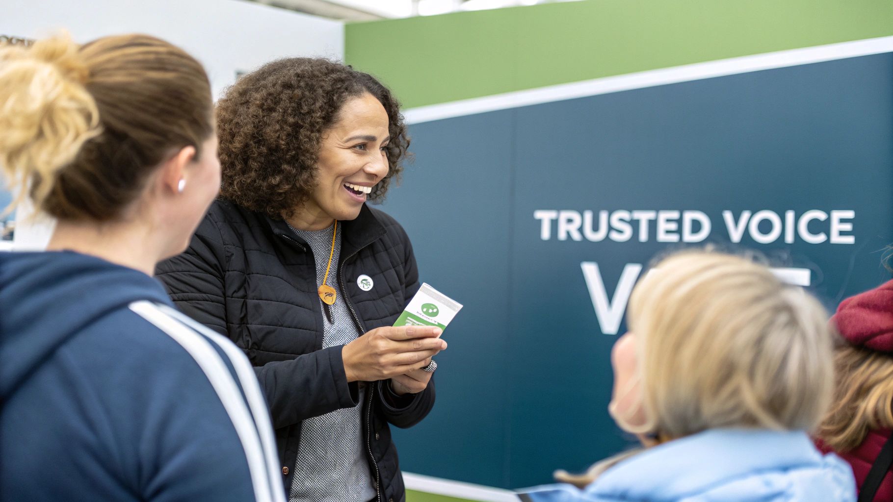 A woman smiling, representing the authentic and engaging nature of a brand ambassador
