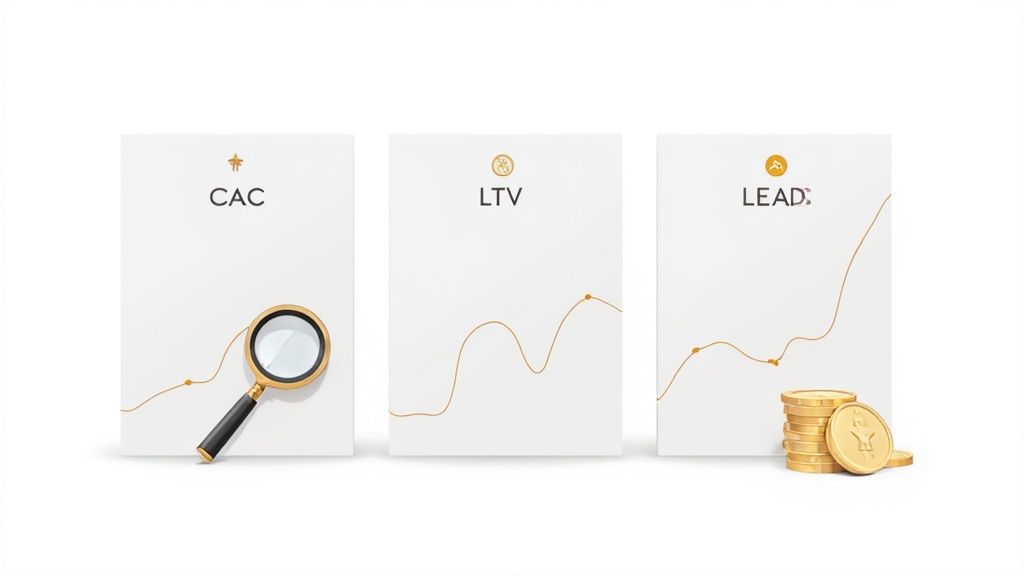 A dashboard showing marketing analytics with graphs and charts, illustrating ROI measurement.
