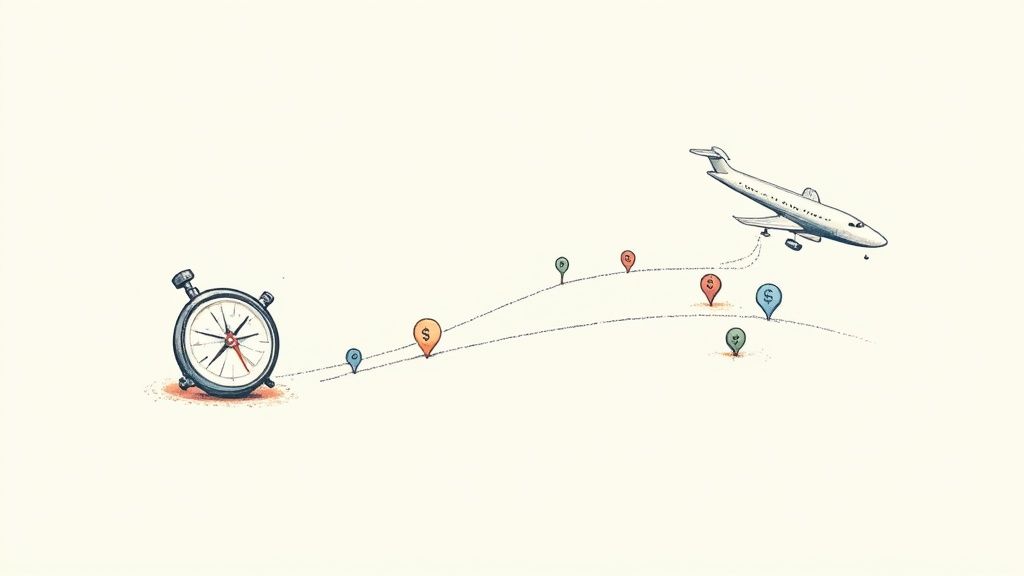 A team analyzing marketing data on a large screen with charts and graphs