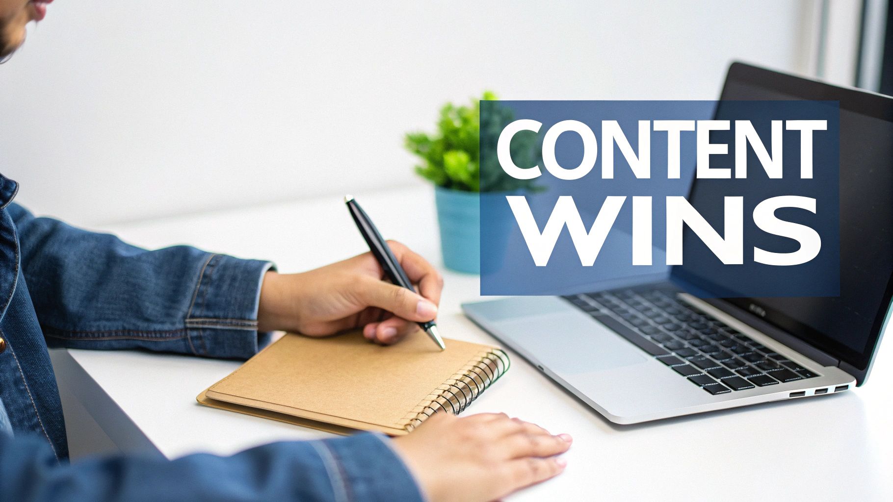 A person crafting a content strategy on a whiteboard with sticky notes and charts.