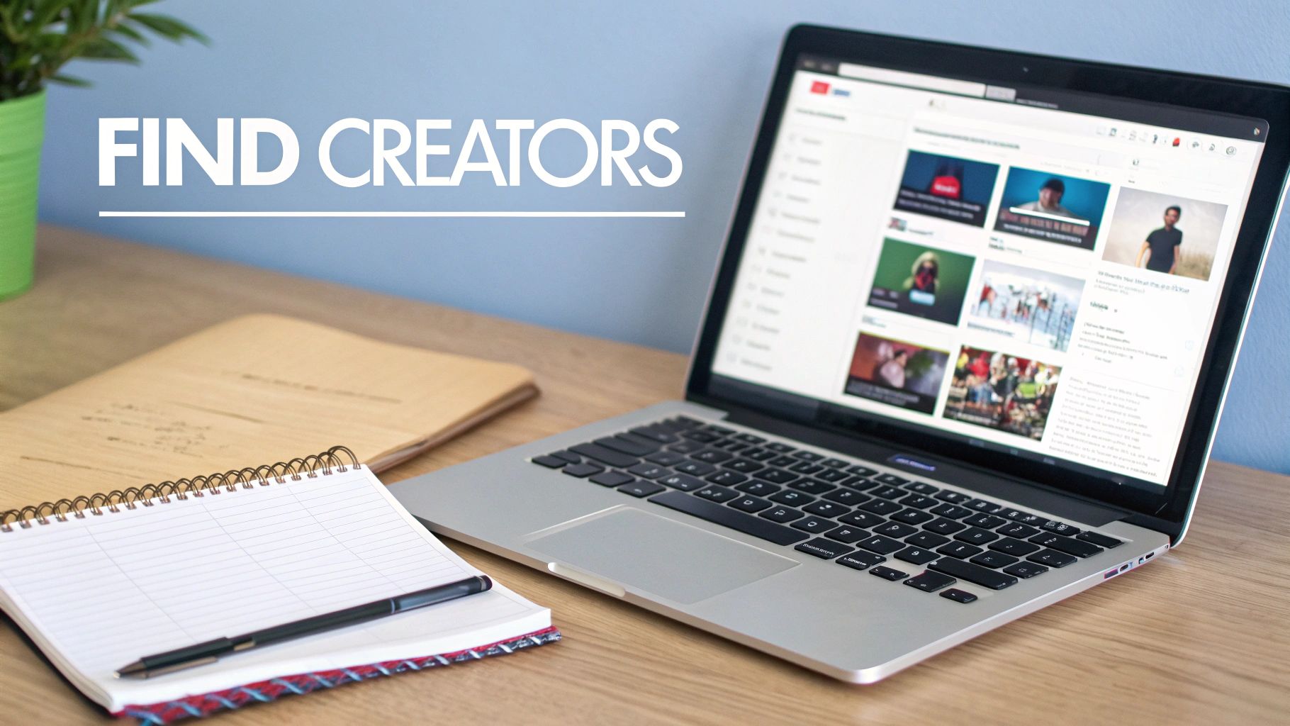 A person using a laptop to search on YouTube, representing the manual process of finding influencers.