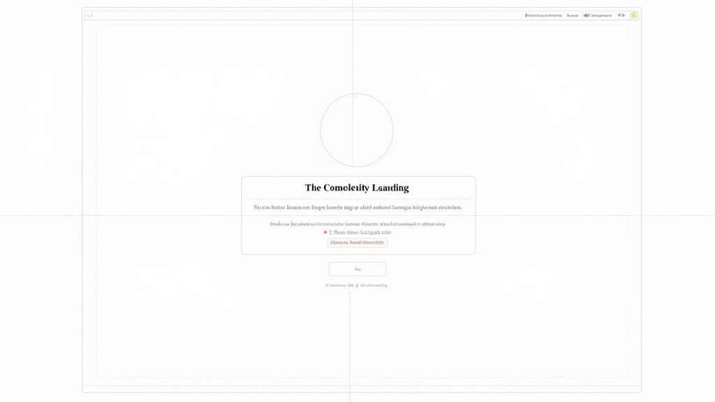 A person working on a laptop, surrounded by icons representing design and marketing elements of a landing page.