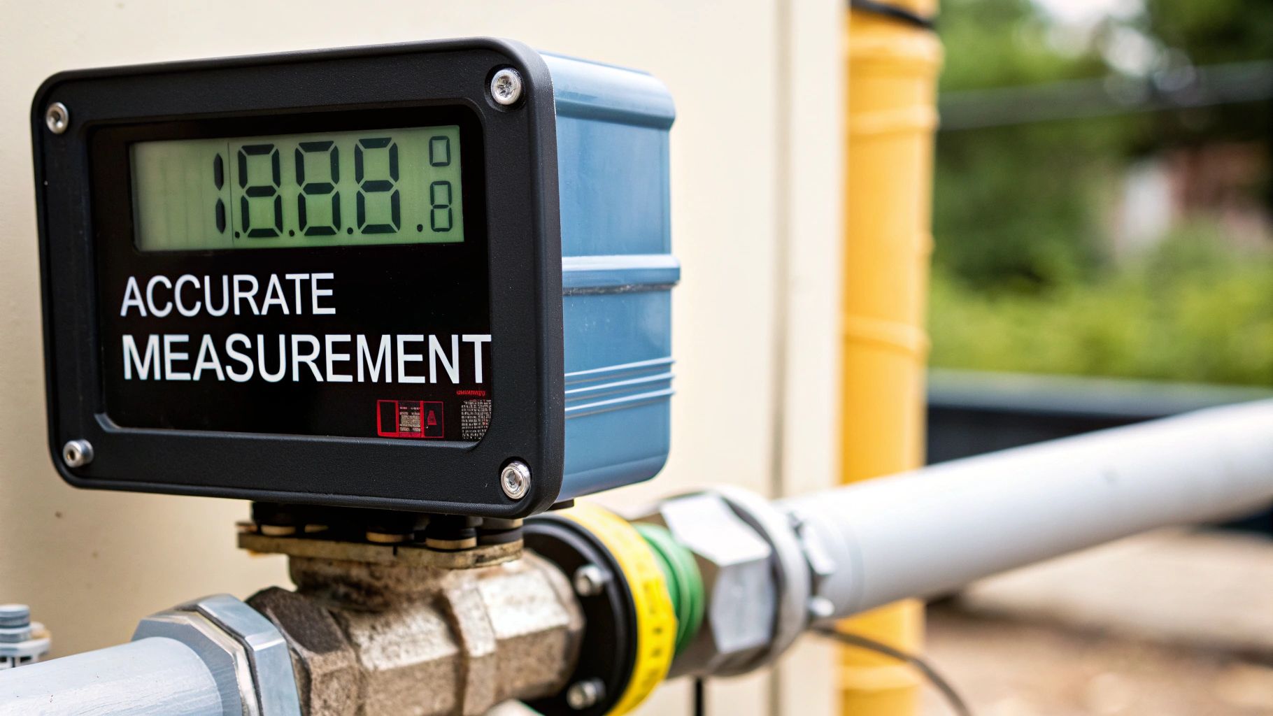 Close-up of a pressure gauge on a gas pipeline