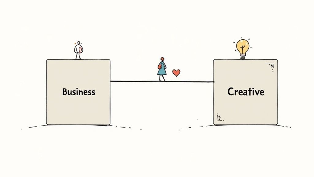 A person at a desk sketching out ideas, symbolizing the initial stages of creative strategy.