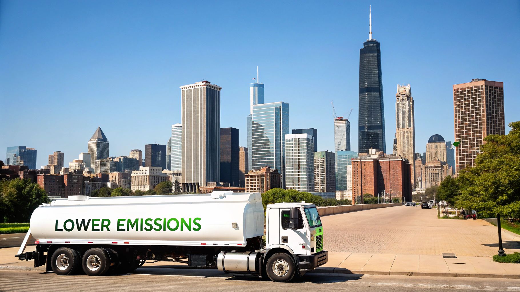 Illustration showing a virtual pipeline trailer connecting to an industrial facility, symbolizing flexibility and direct energy access.