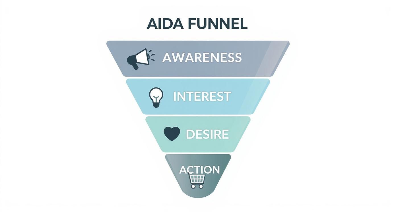 Infographic about marketing funnel explained