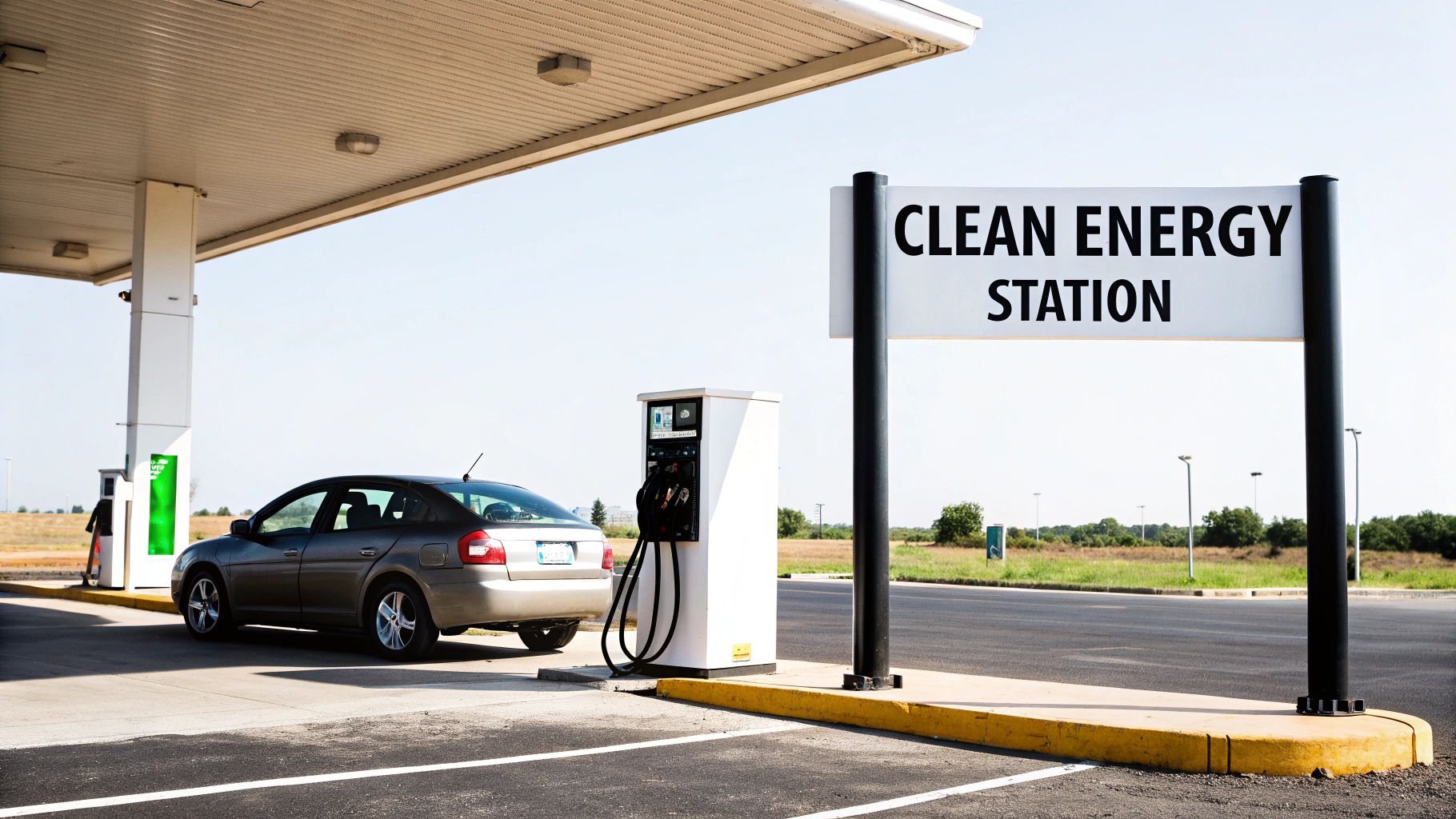 A CNG fueling pump connected to a commercial truck.