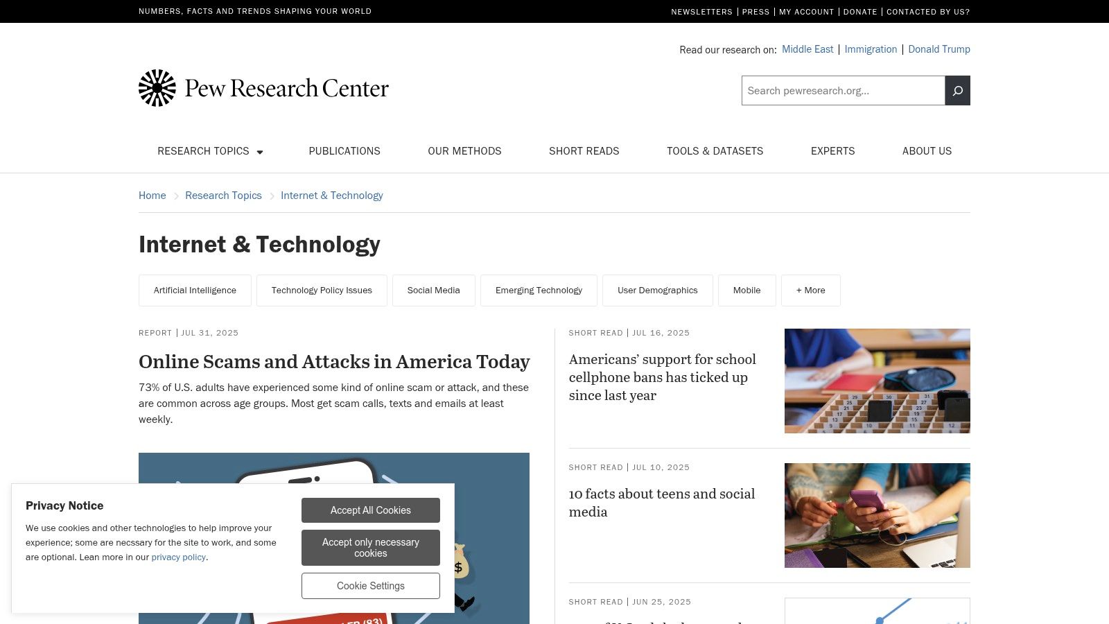 Pew Research Center – Internet & Technology