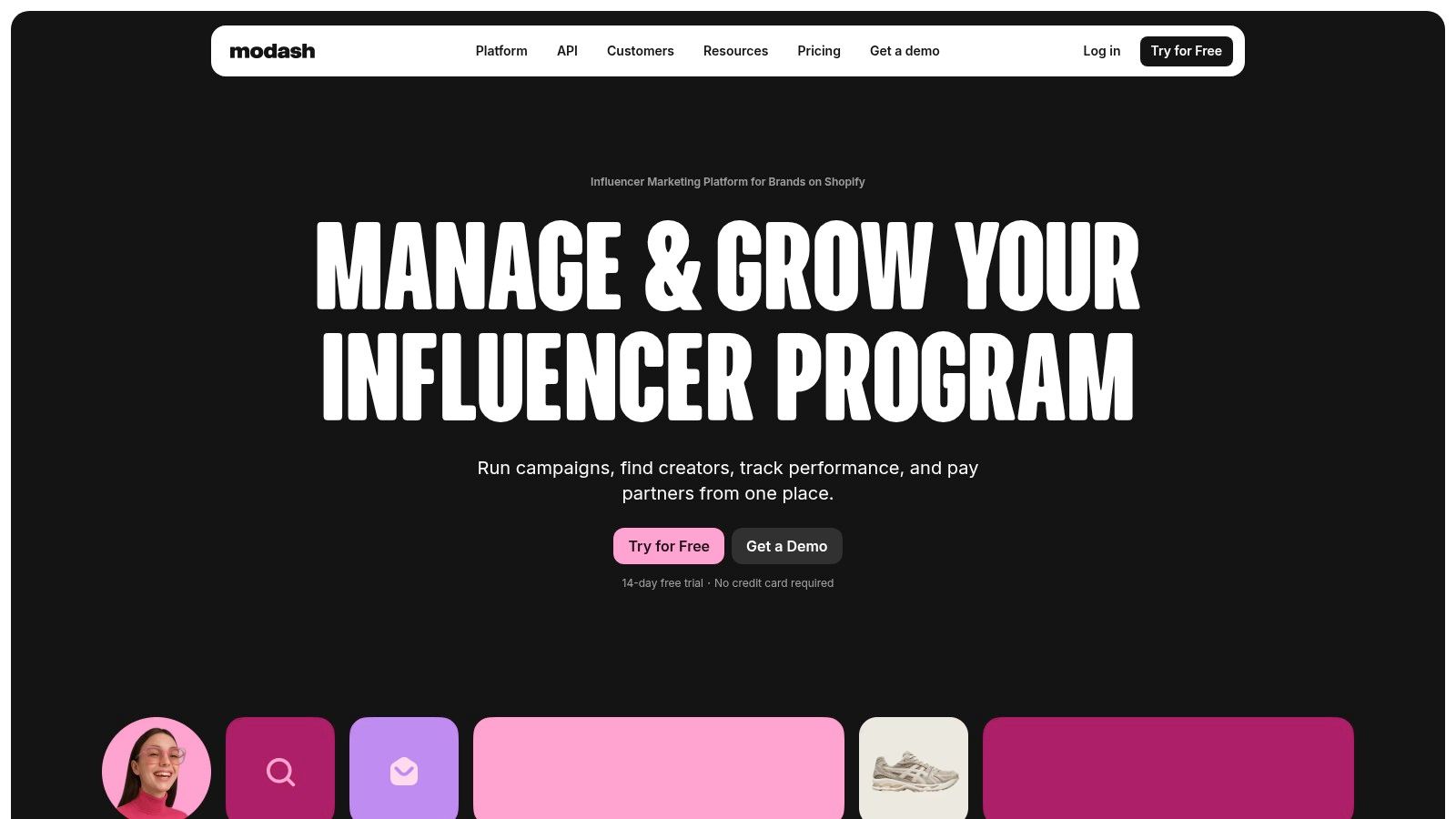 Modash influencer marketing dashboard