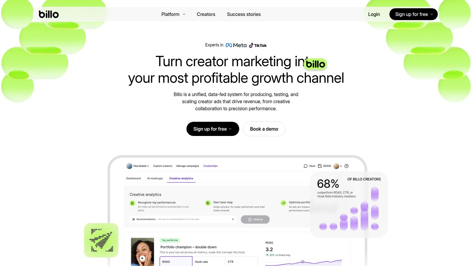 Billo's creator marketplace interface on its UGC creator platform