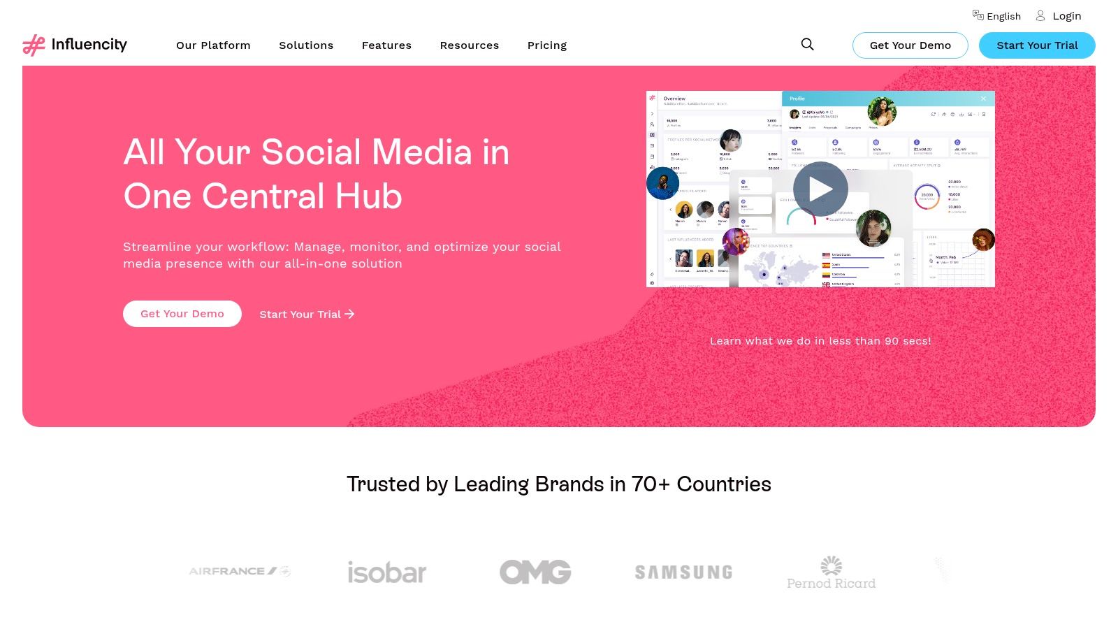 Influencity's dashboard for influencer discovery and campaign management