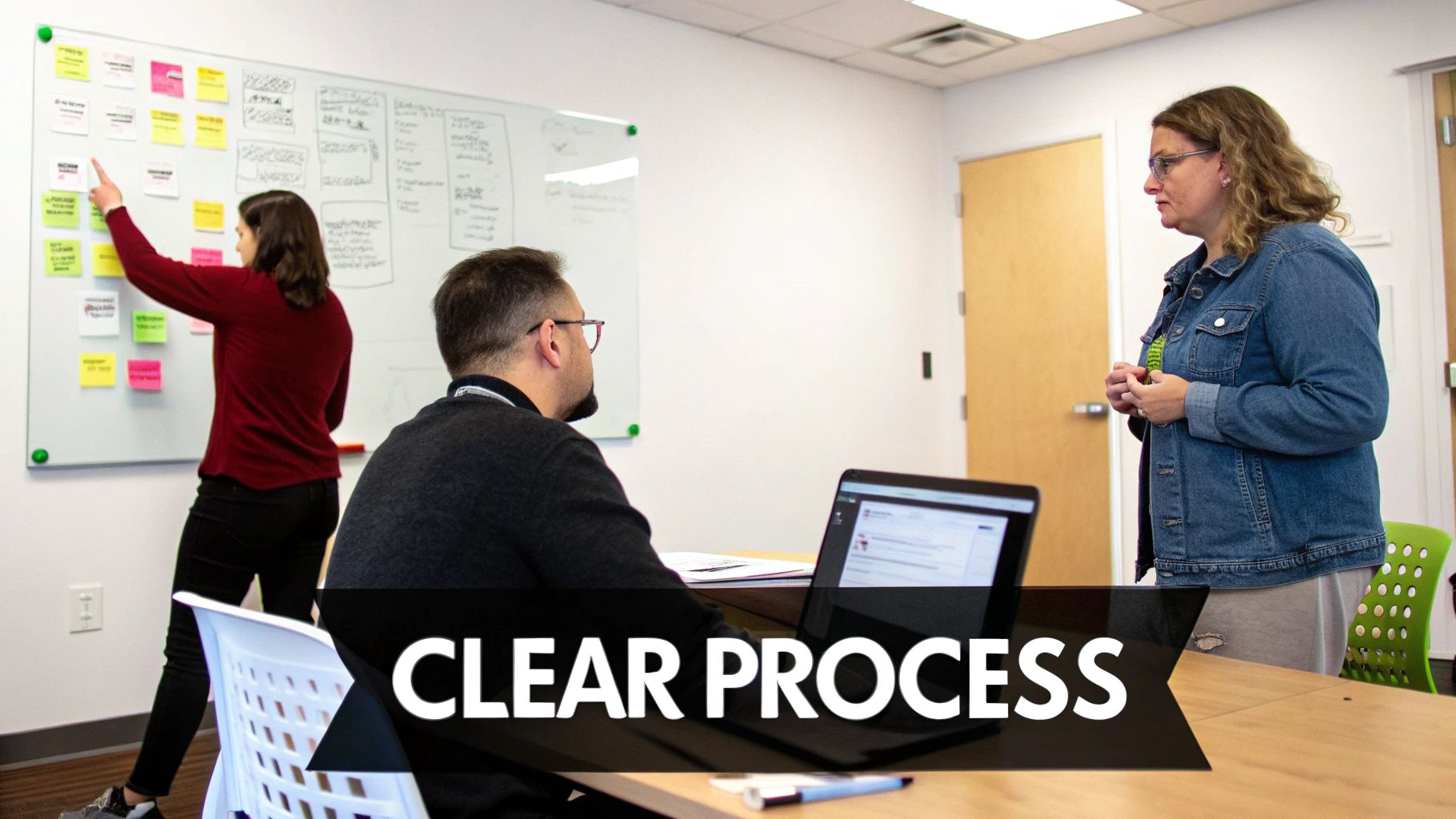 A team of PPC marketing agency specialists collaborating on a campaign strategy