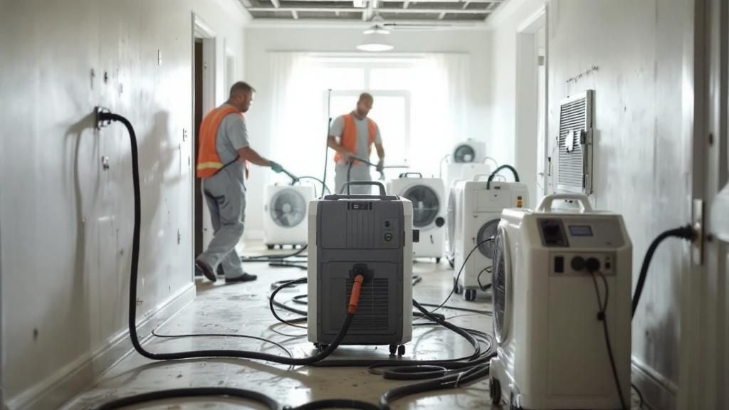 Find the Best Water Damage Restoration Company Near Me in Los Angeles 3 A homeowner looking stressed while on the phone, with water damage visible in the background.