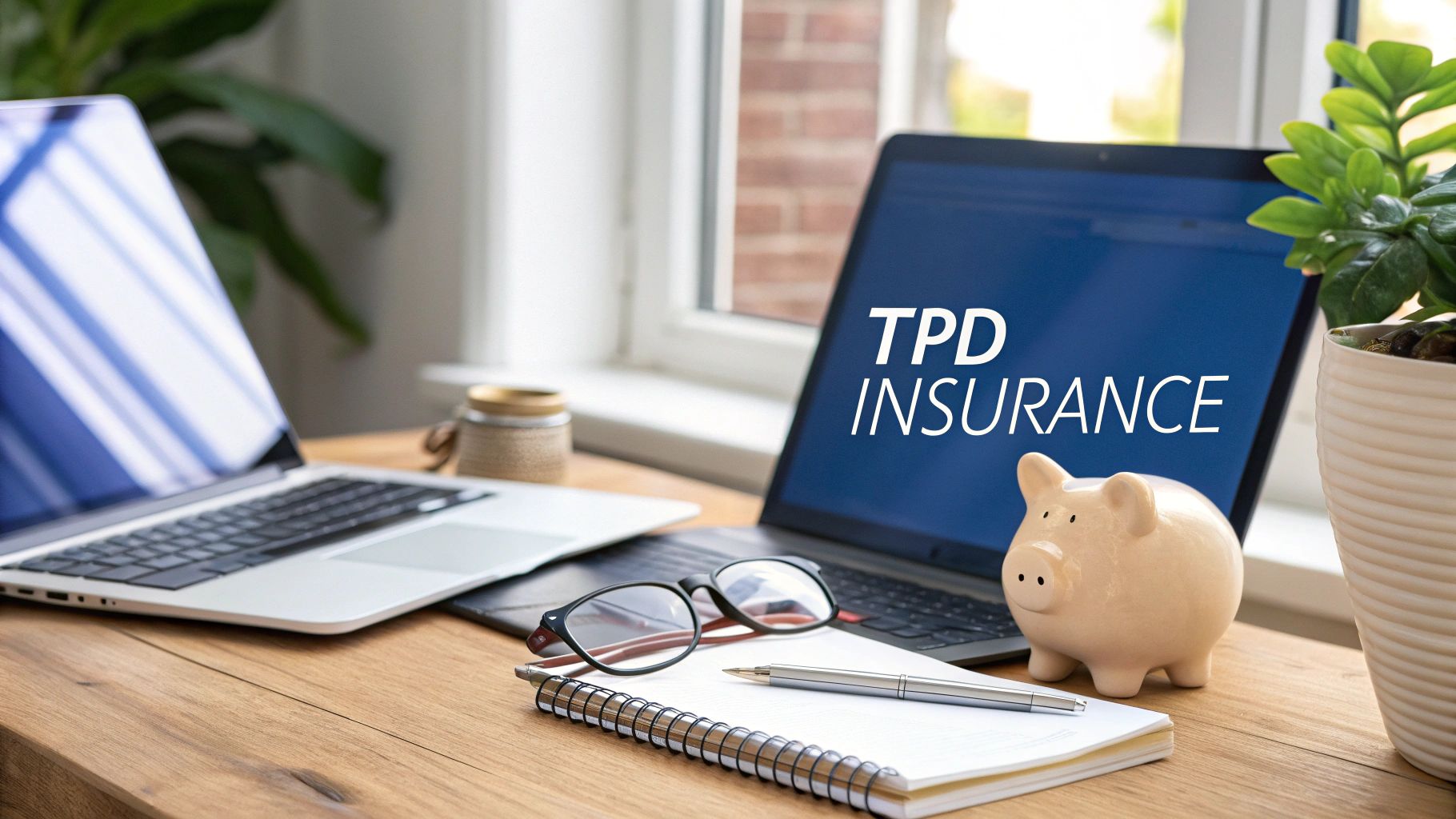 A person in a wheelchair looking out a window, contemplating their financial future with TPD insurance.