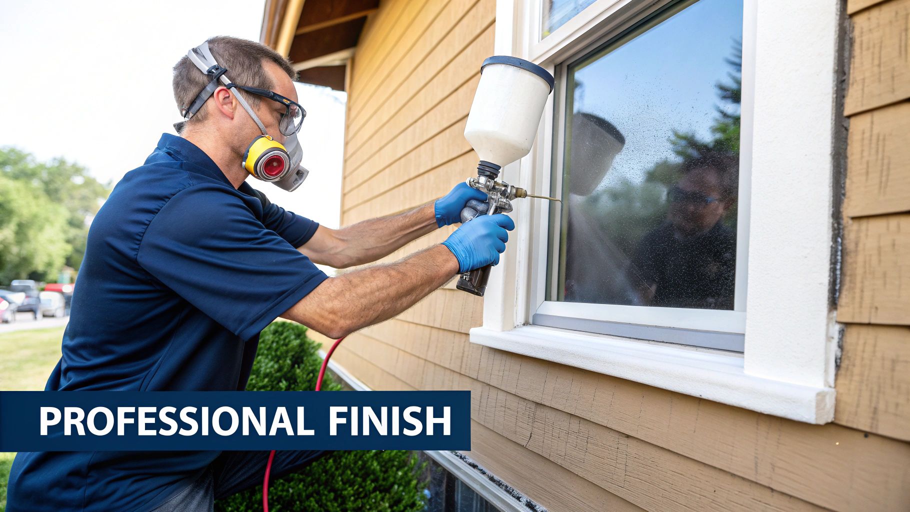 Painting Vinyl Windows: What Toronto Homeowners Must Know Before Repainting Vinyl Frames &Amp; Doors A Professional Sprays Insulation Around A Residential Window, Ensuring A Neat And Professional Finish.