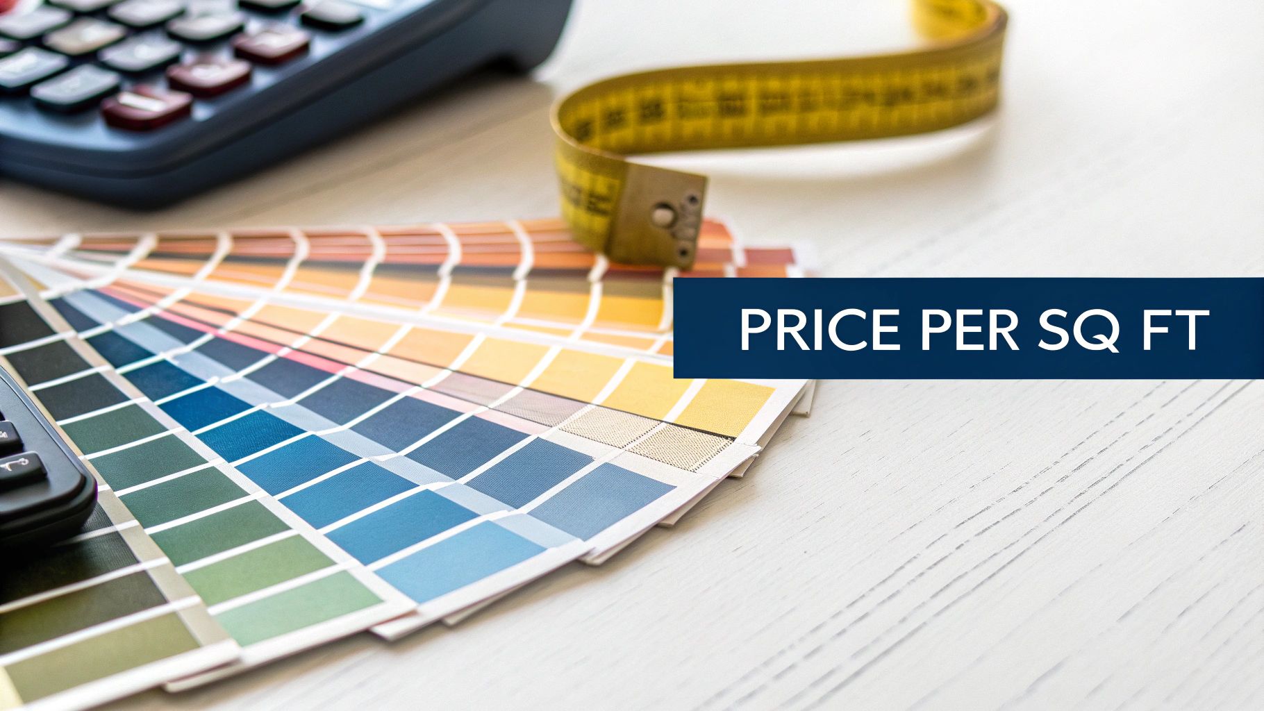 Painting Cost Per Square Foot In Toronto: A Clear 2026 Guide Paint Color Swatches, Measuring Tape, And Calculator For Estimating Painting Project Costs.