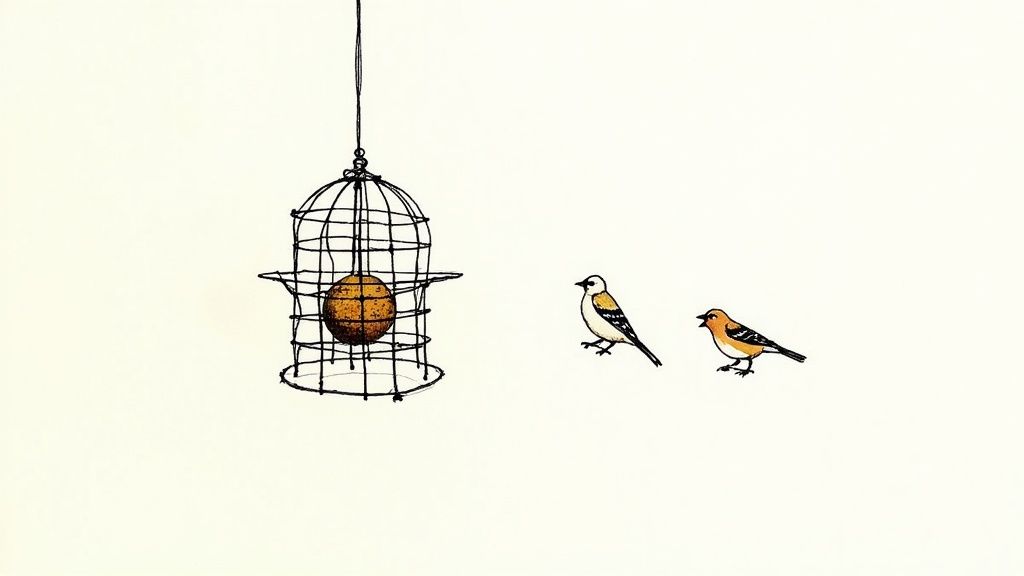 Squirrel-Proof Caged Suet Ball Feeder