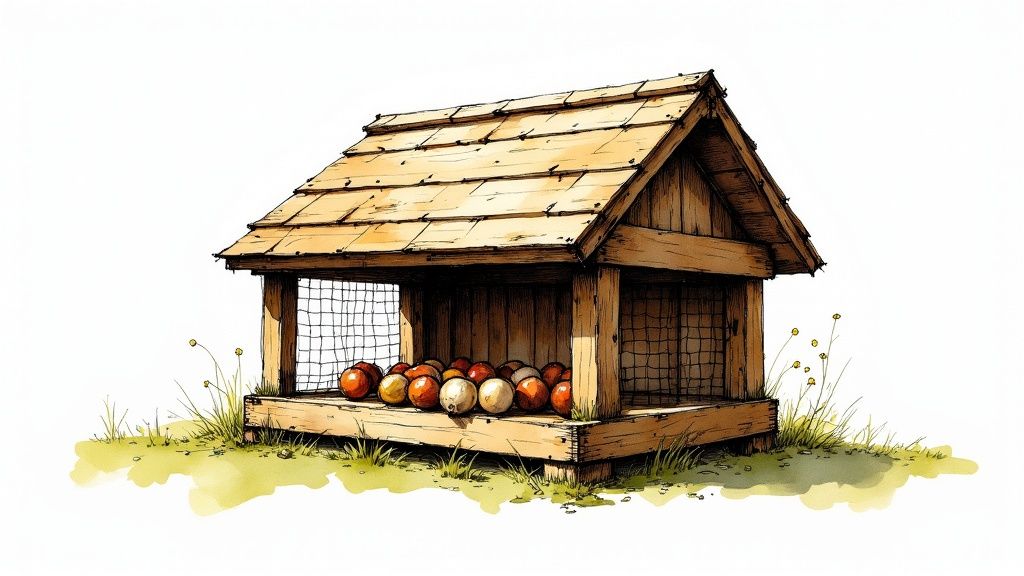 Traditionellt Fågelhus i Trä för Talgbollar