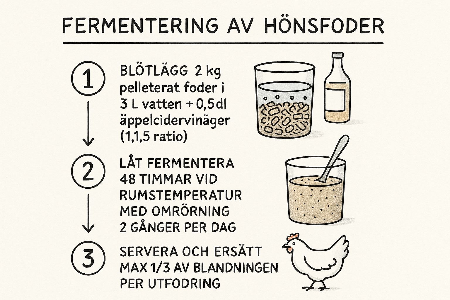 Infographic showing key data about Fermenterat Hönsfoder