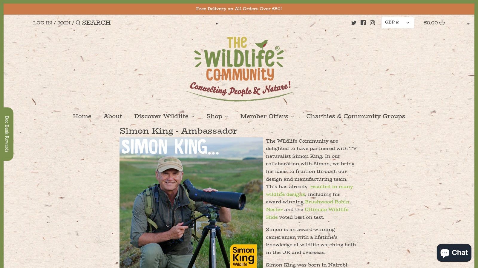 Simon King Wildlife World-plade til beskyttelse af rovdyr