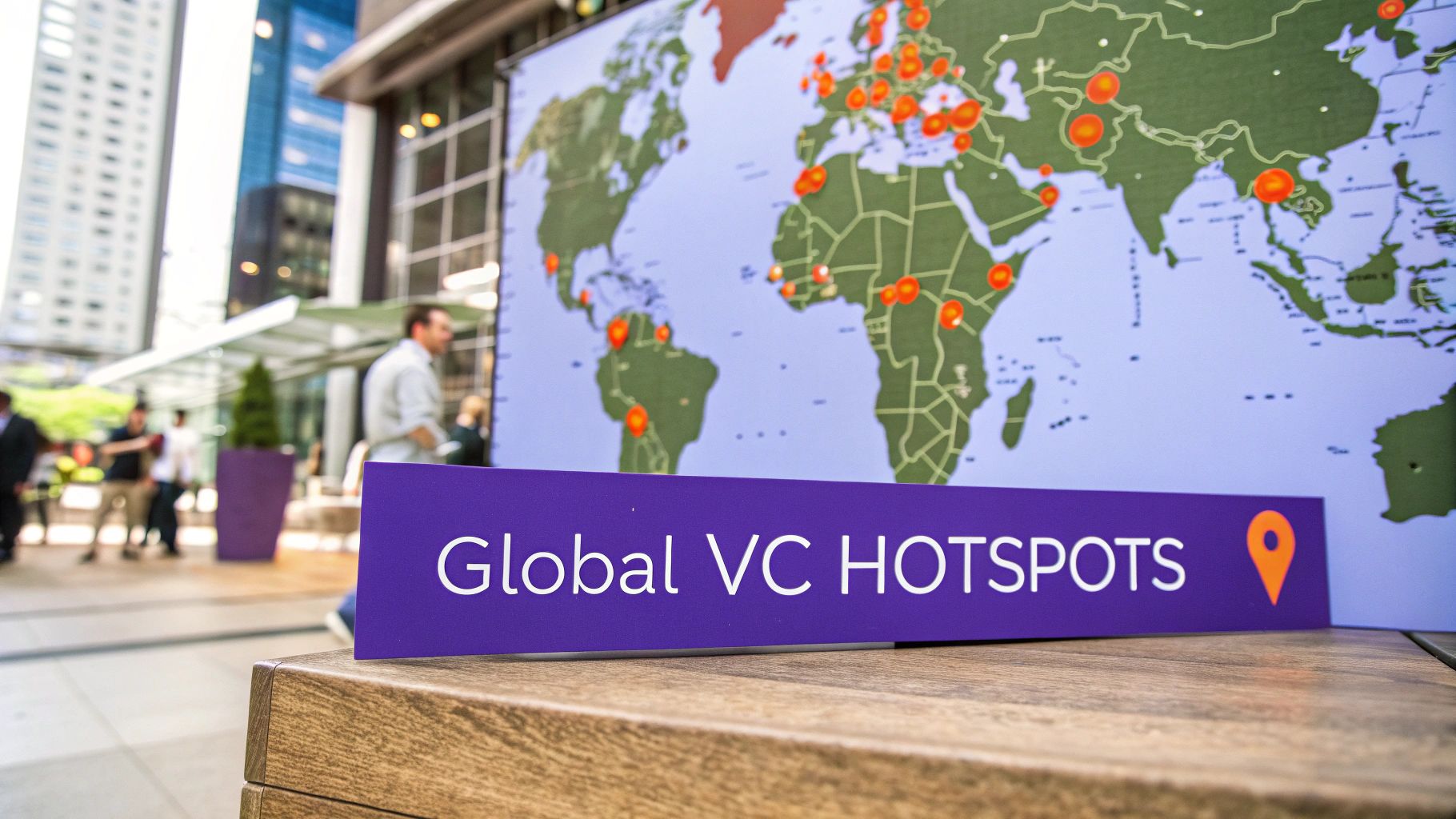 Map showing global venture capital investment flows between continents