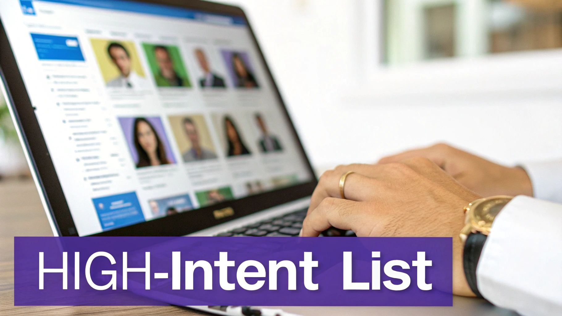 A person using a laptop with charts and graphs, representing data-driven prospecting.