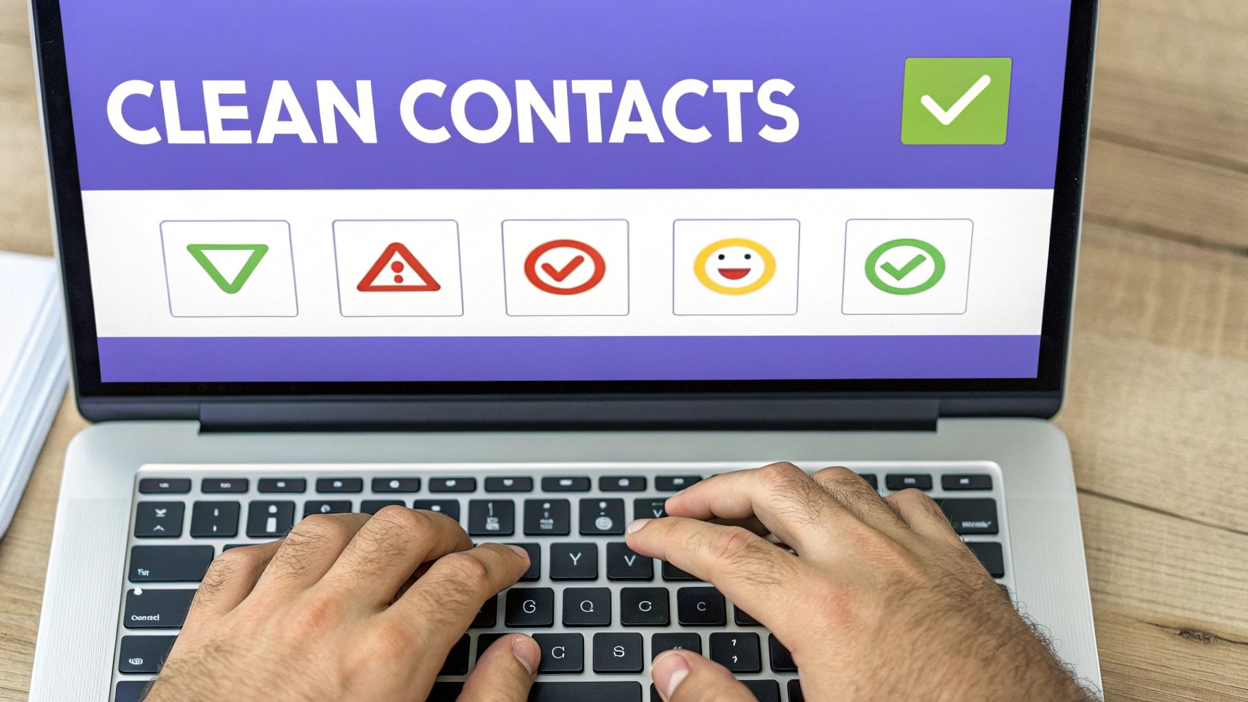 An illustrated funnel showing data being enriched and segmented for outreach