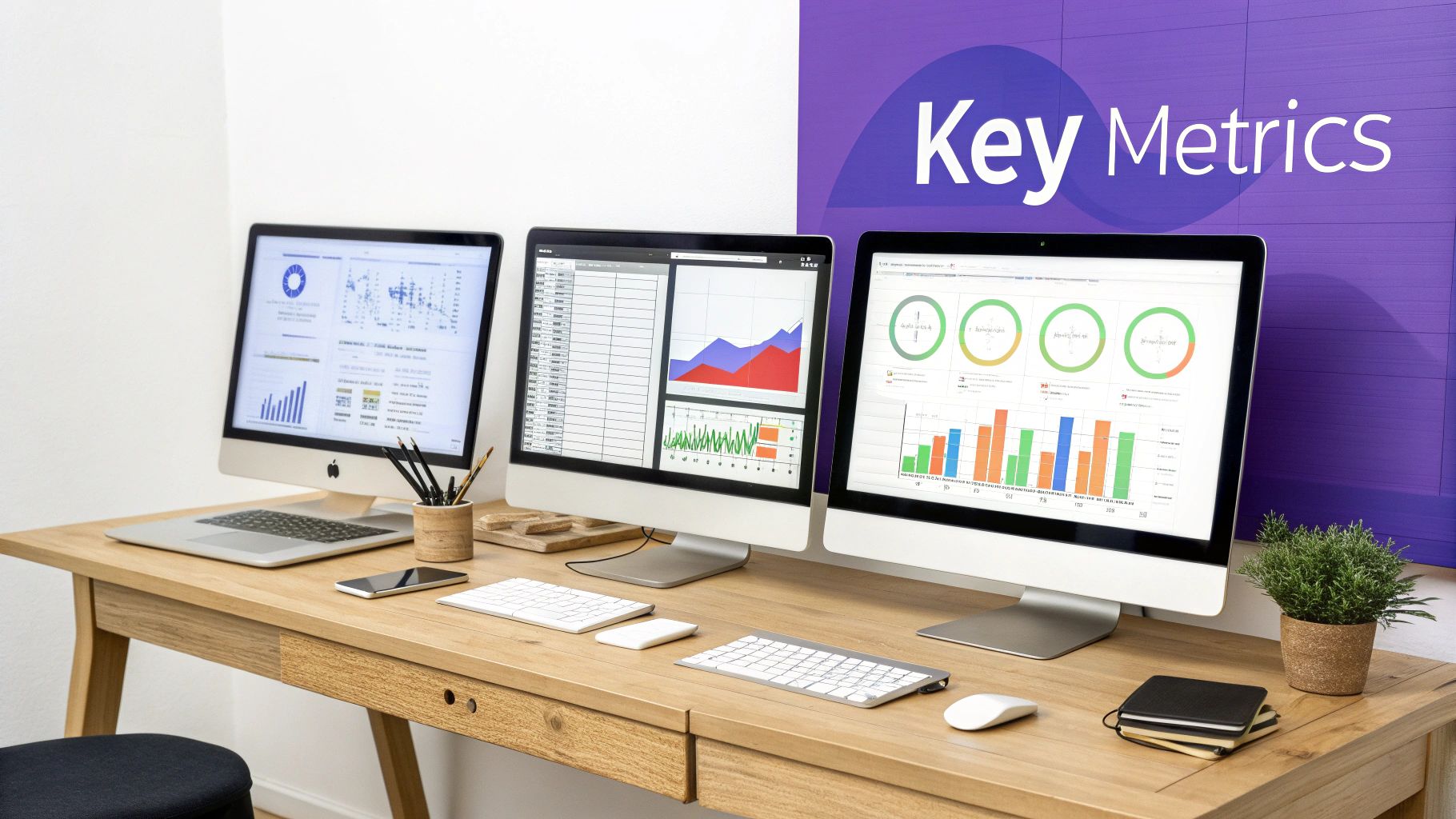 A person presenting a dashboard with charts and graphs to a group of investors