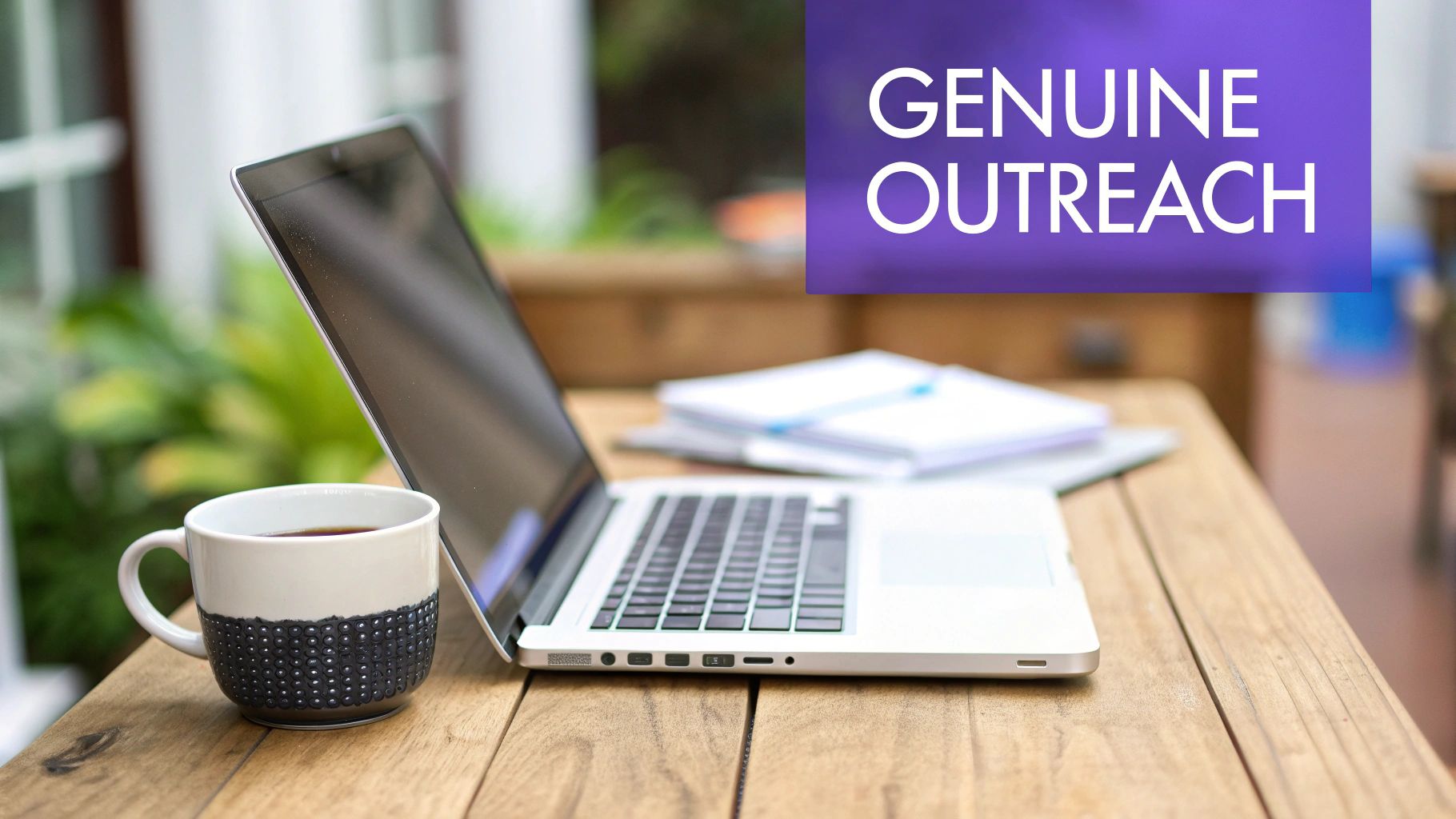 A person thoughtfully writing at a desk, symbolizing strategic outreach planning.