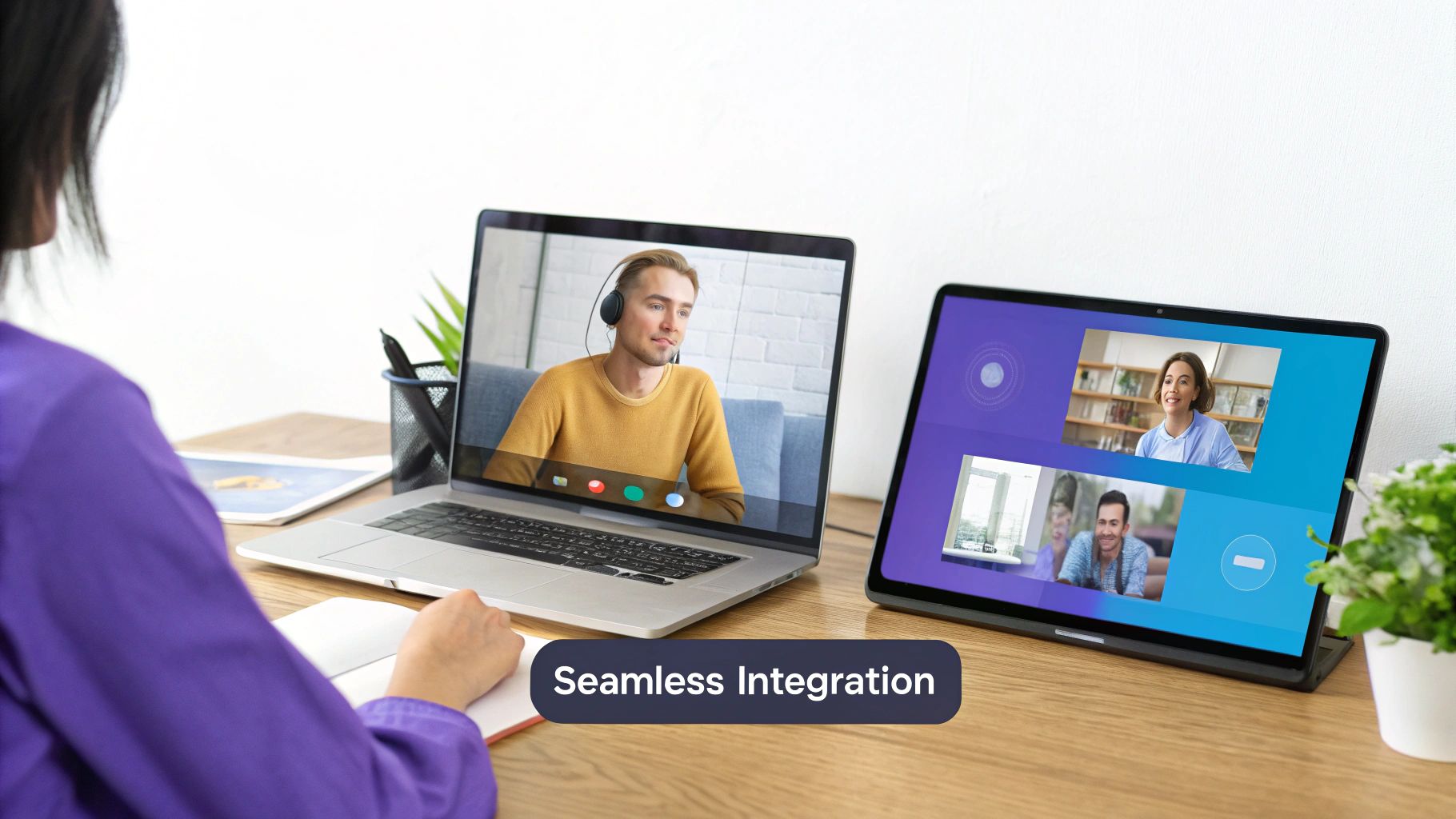 Two professionals collaborating on a project, symbolizing team integration.