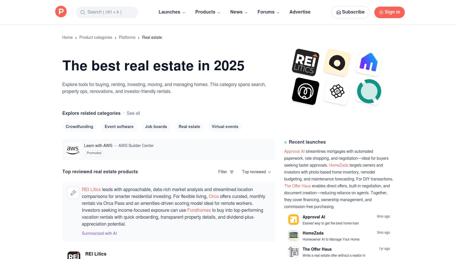 Product Hunt – Real Estate Category