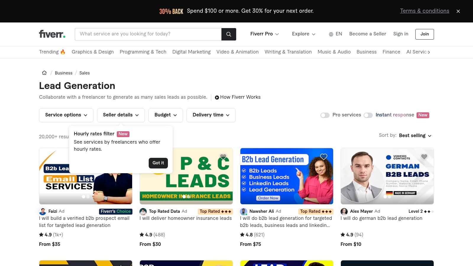 Fiverr – Lead Generation Services