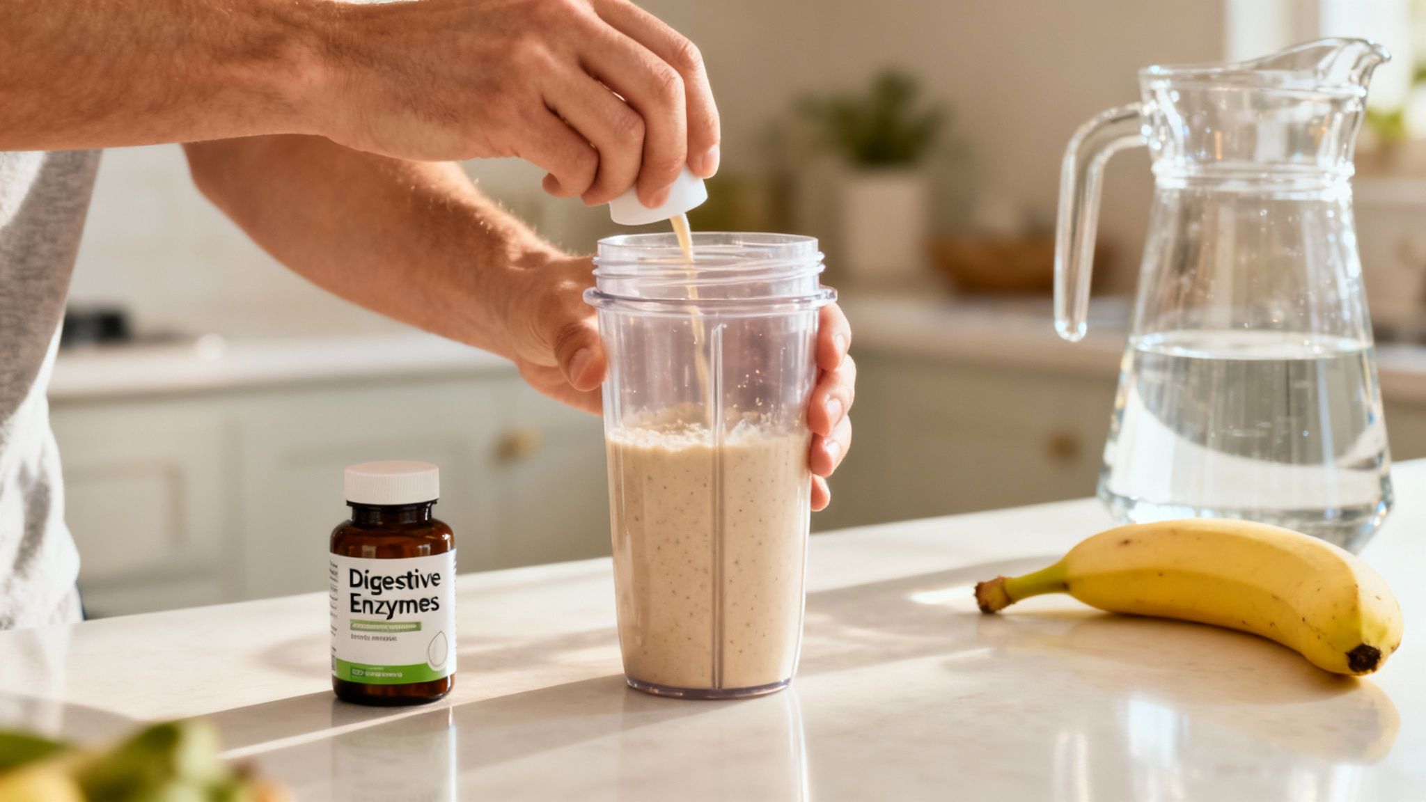 Runner mixing protein at hydration station