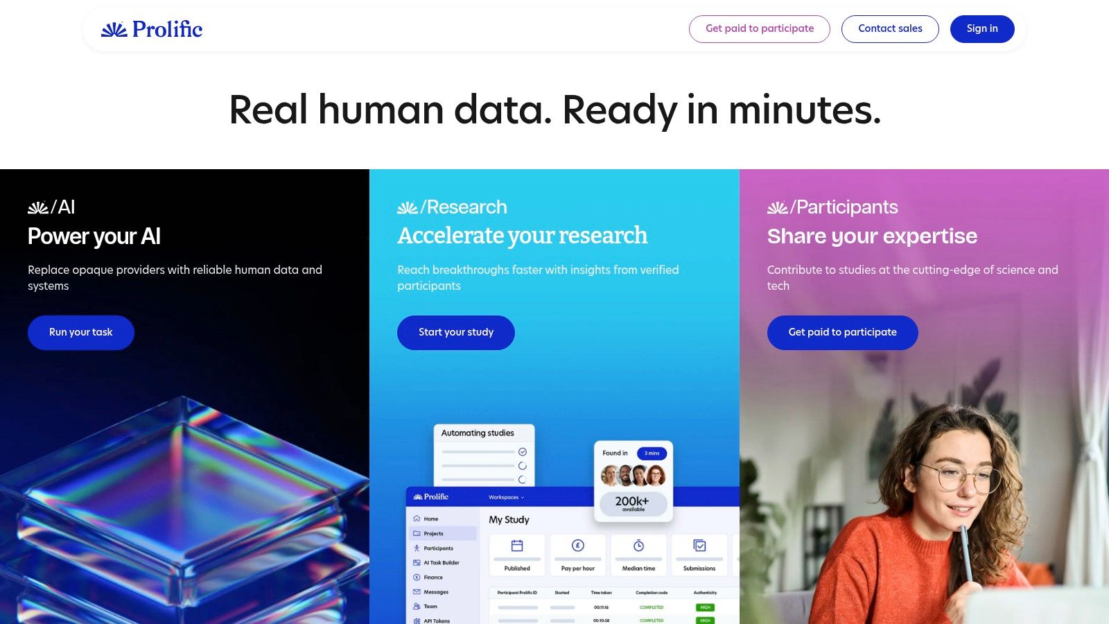 A screenshot of the Prolific dashboard showing available studies, their estimated completion time, and payment details, illustrating why it's a top choice among highest paying survey apps.