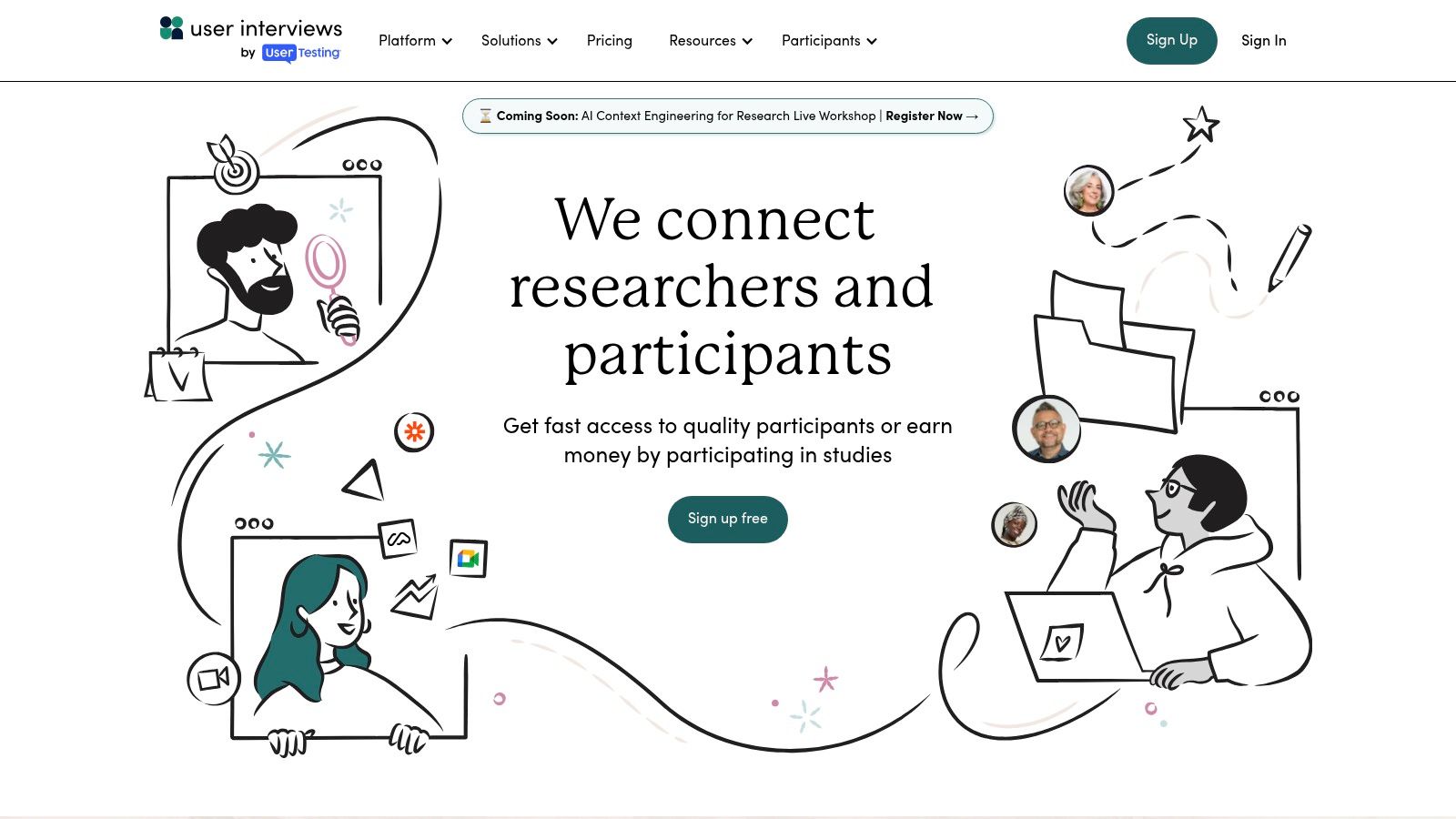 A screenshot of the User Interviews dashboard showing available studies, their required format (e.g., 1-on-1 interview), and high incentive payments, demonstrating why it's considered one of the highest paying survey apps.