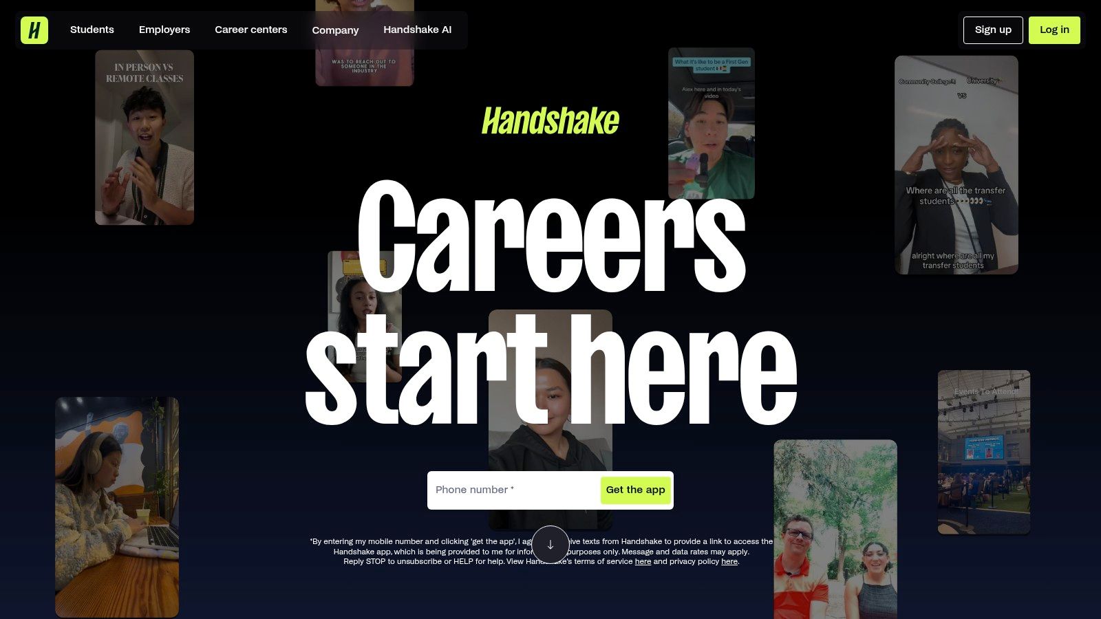 A student using a laptop to search for part time online jobs on Handshake