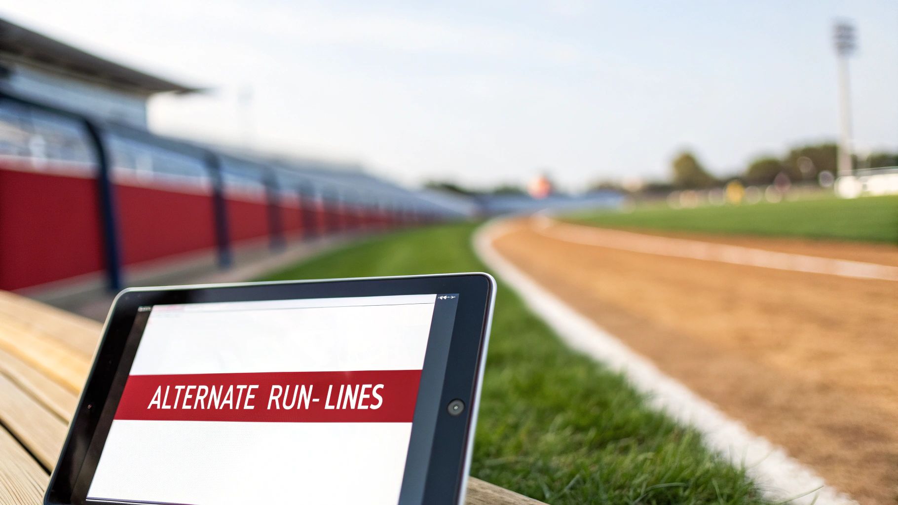 A baseball game in progress viewed from behind home plate, illustrating the dynamic nature of in-game betting.