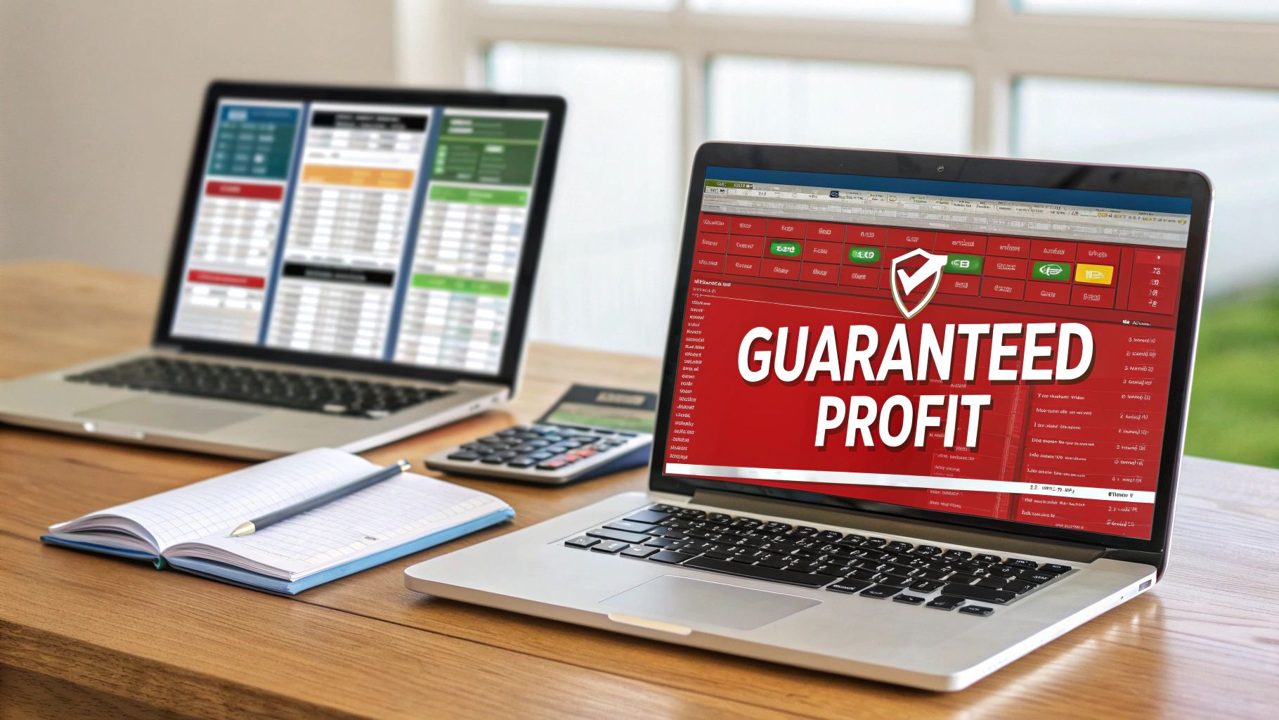 Using an Arbitrage Betting Calculator for Profit 1 A person using a laptop to analyze sports betting odds on a screen showing graphs and data.