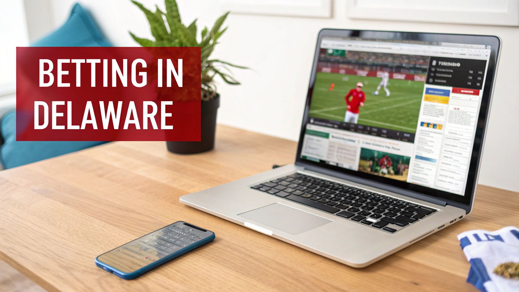 online sports betting in delaware: Your complete guide 1 People watching a sports game and checking their phones for bets.