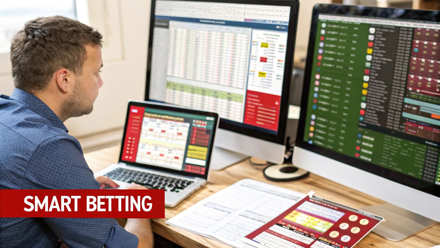 A person holding a smartphone displaying a sports betting app from an offshore sportsbook like BetAnything.