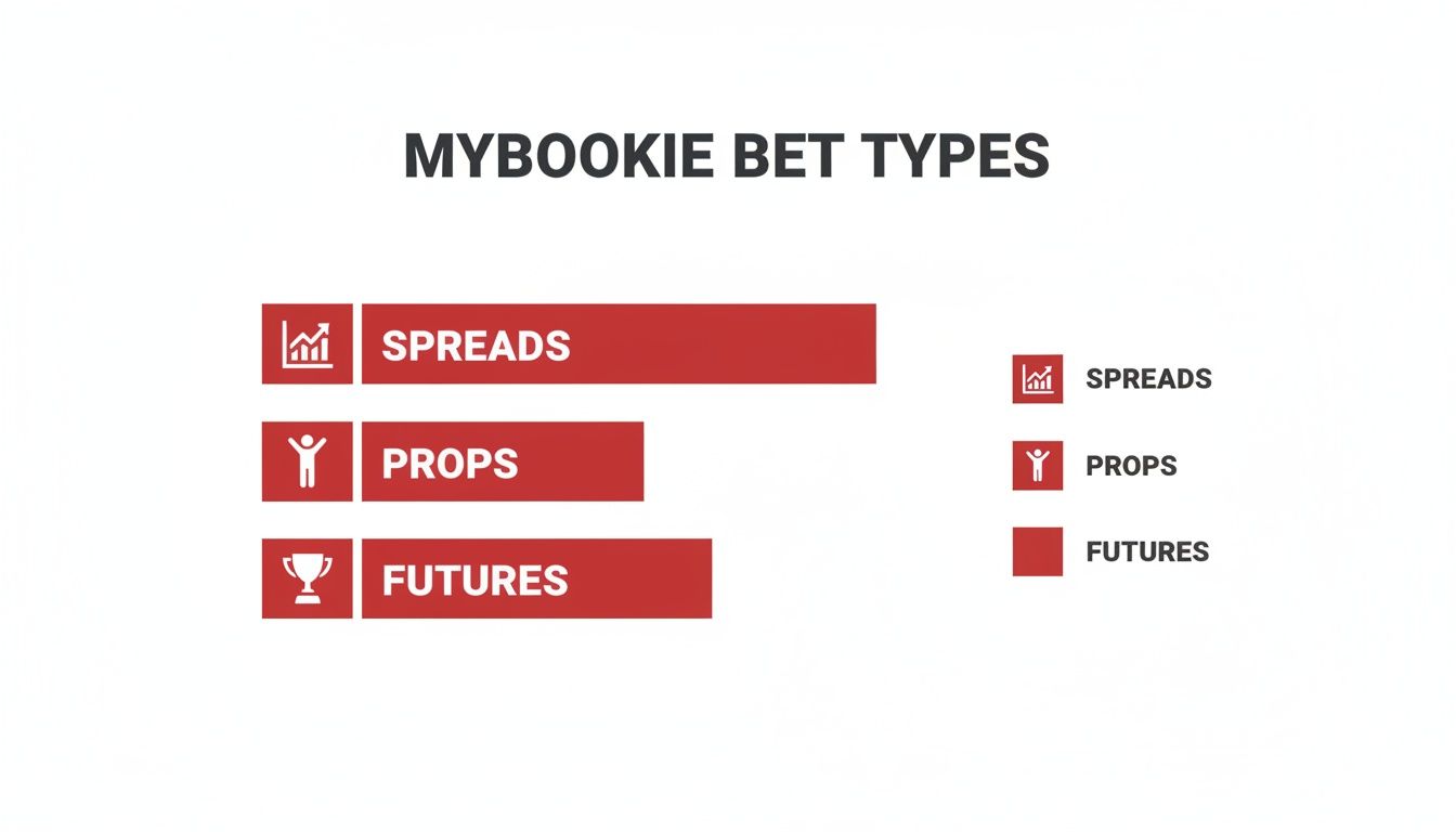 A detailed view of the MyBookie sportsbook interface showing various betting odds and markets.