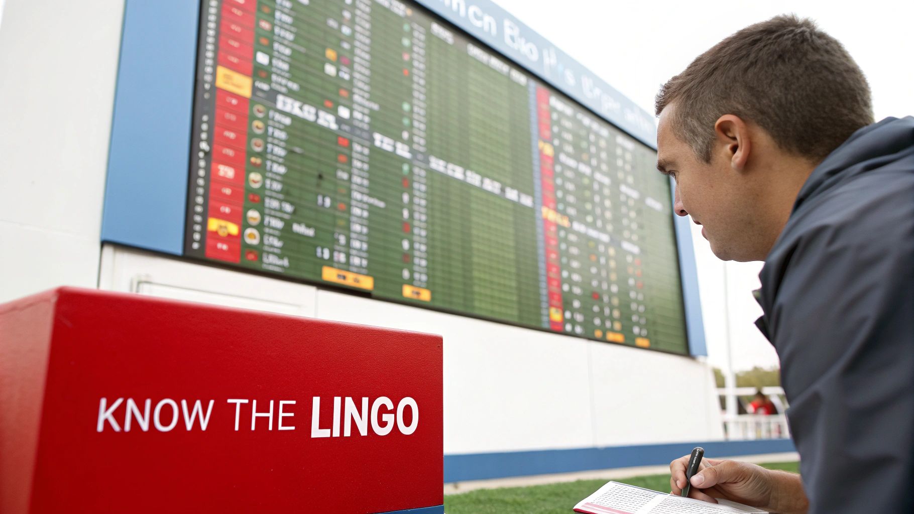 Sports betting lingo: Master the Terms & Bet Smarter 1 Man looking at sports betting odds on a phone