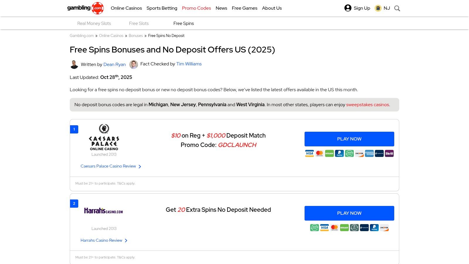 Top 7 Free Spins No Deposit Casinos to Play at in 2025 2 Gambling.com – Free Spins and No‑Deposit (U.S.) finder