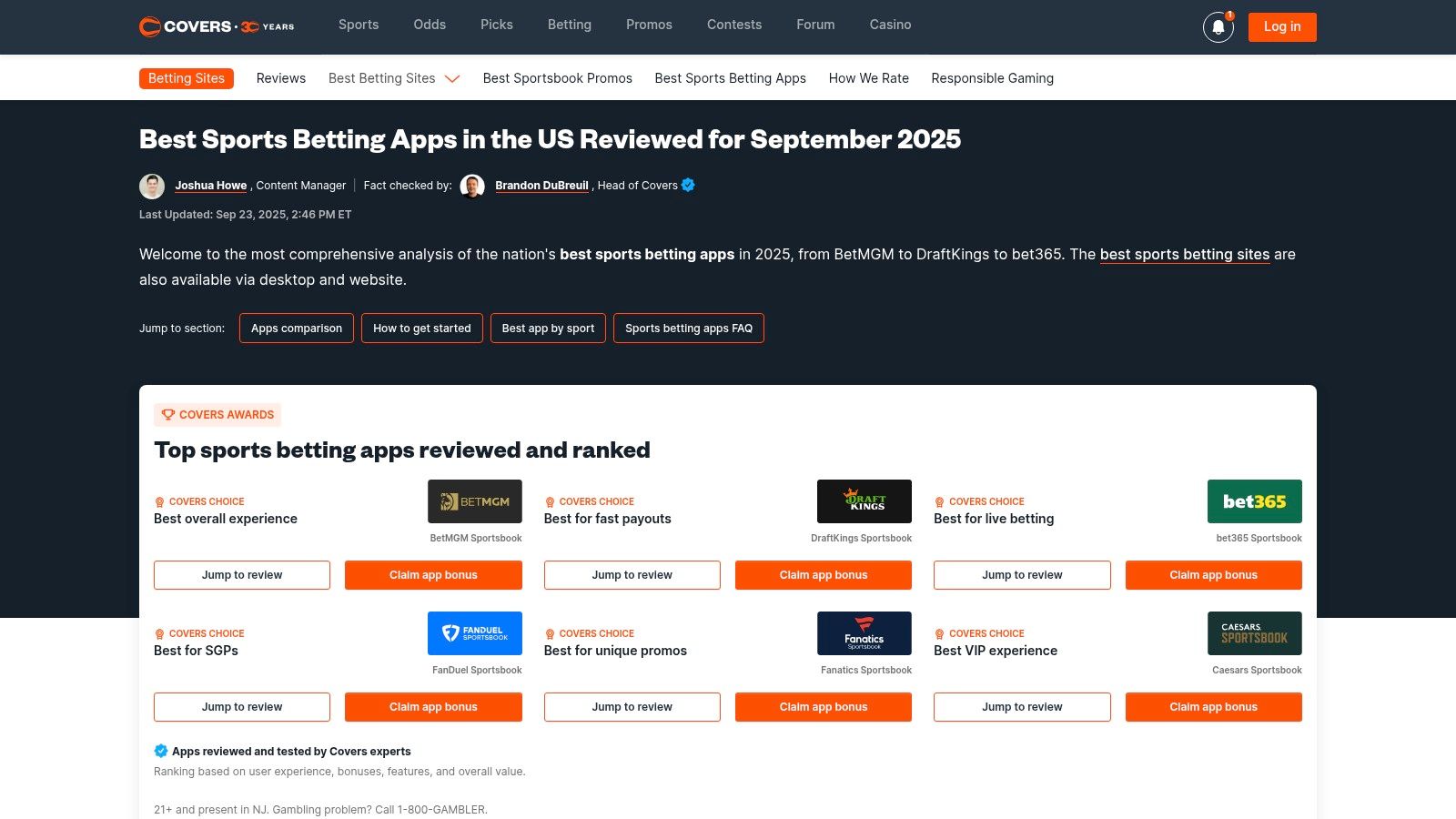 Covers – Best Sports Betting Apps