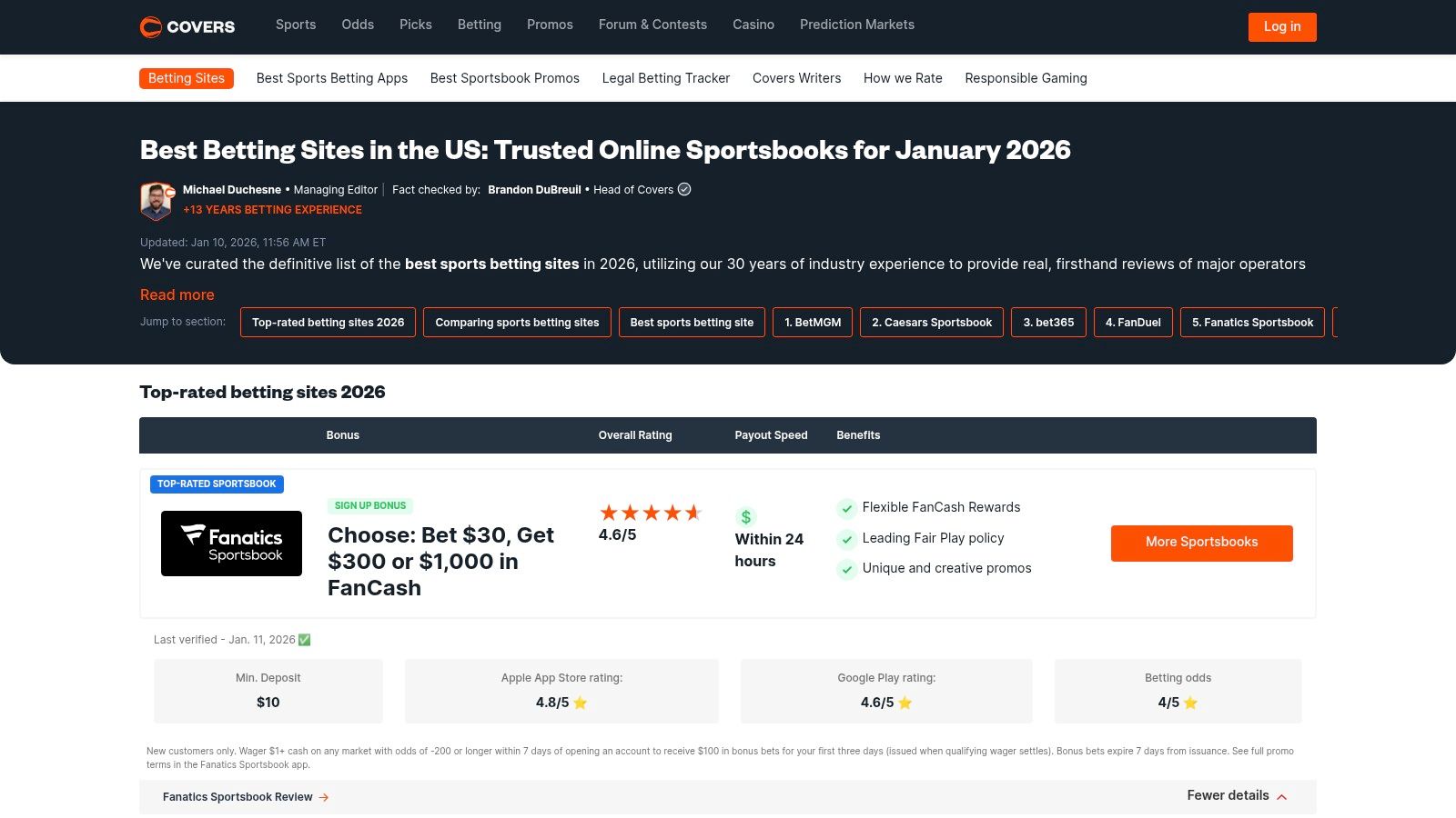 7 Top Online Sports Betting Sites Reviews For USA Players In 2026 6 Covers