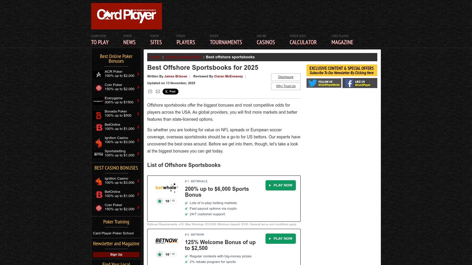 Card Player — Best Offshore Sportsbooks (editorial roundup)