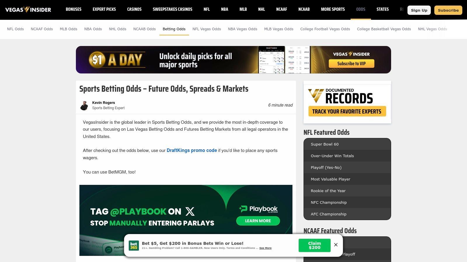 VegasInsider – Odds